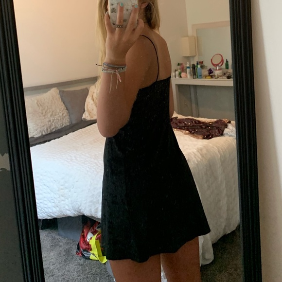 Black Velvet Mini Dress - Picture 2 of 5